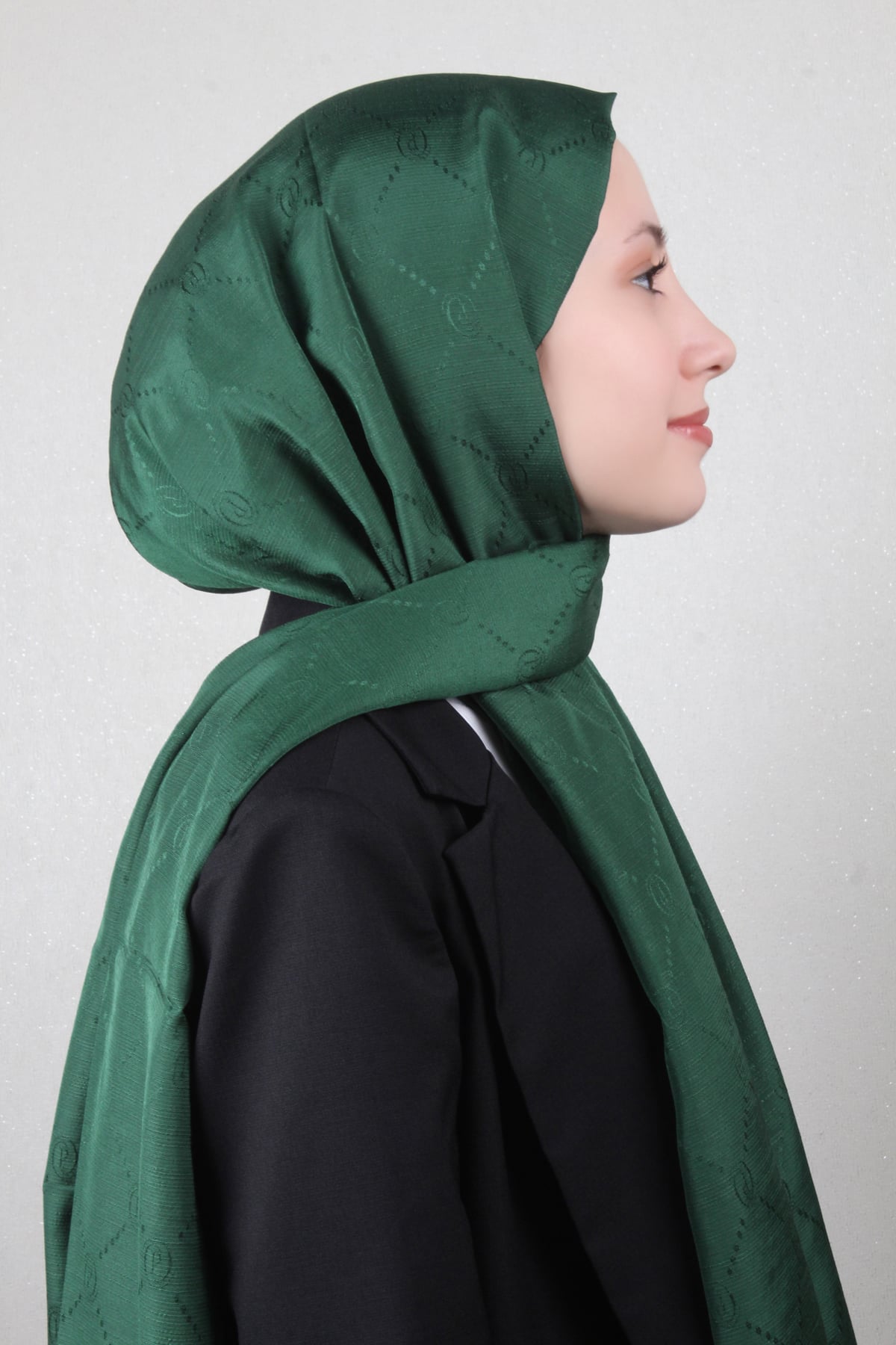 Piramit Monogram Şal 2889-17 Zümrüt