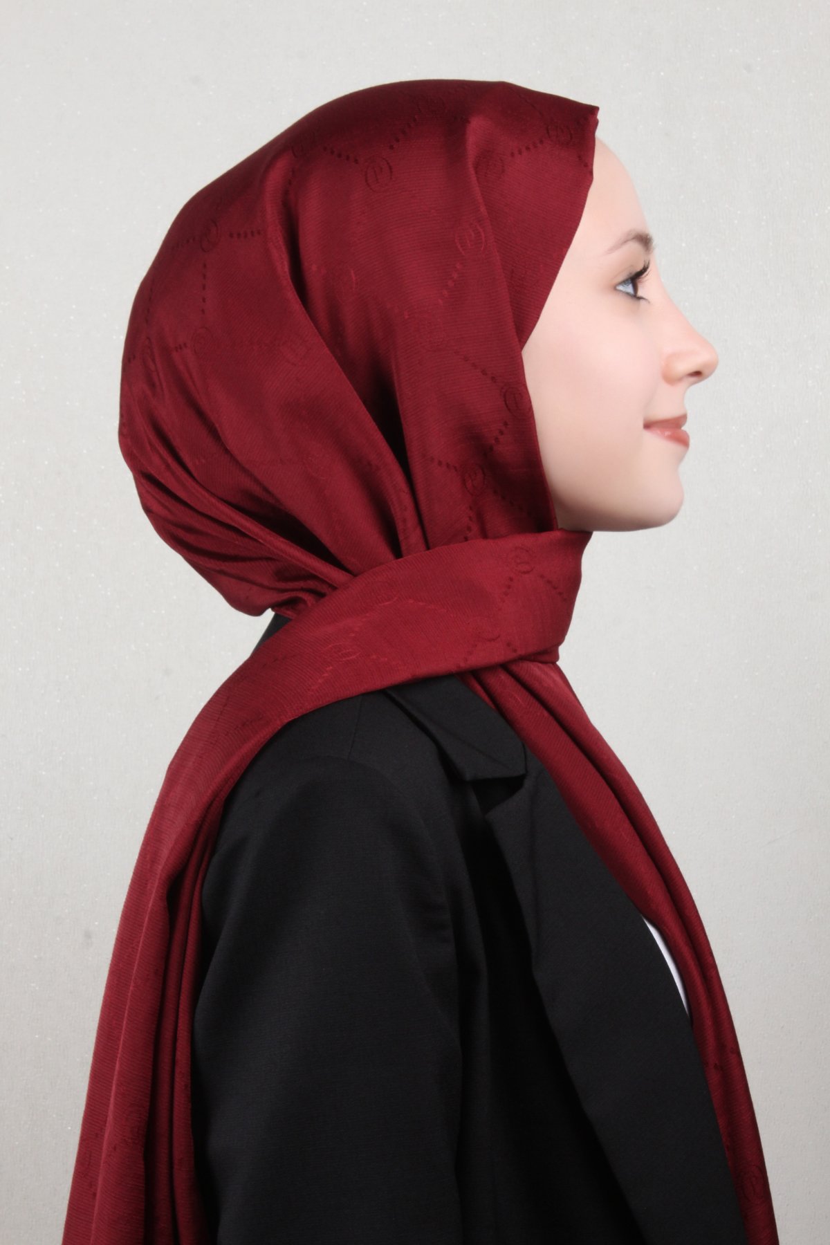 Piramit Monogram Şal 2889-26 Bordo