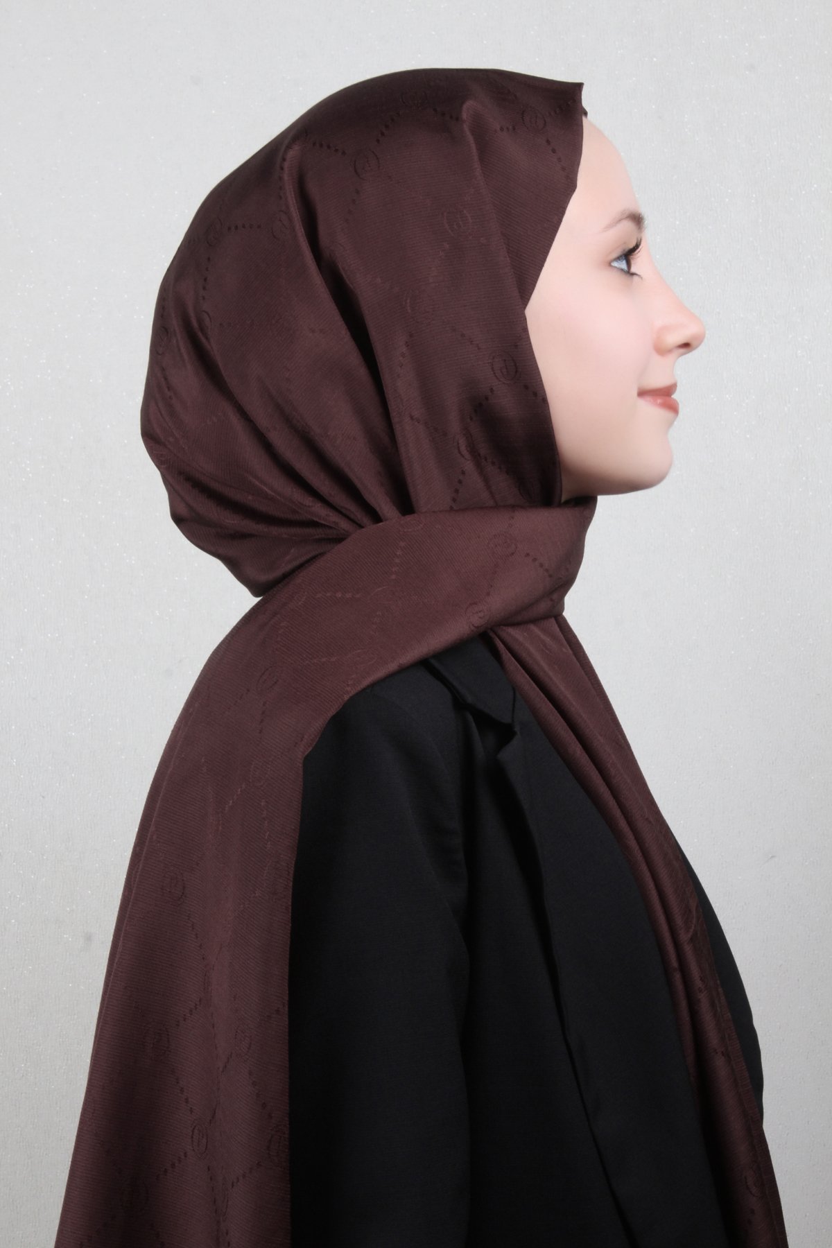 Piramit Monogram Şal 2889-29 Acı Kahve