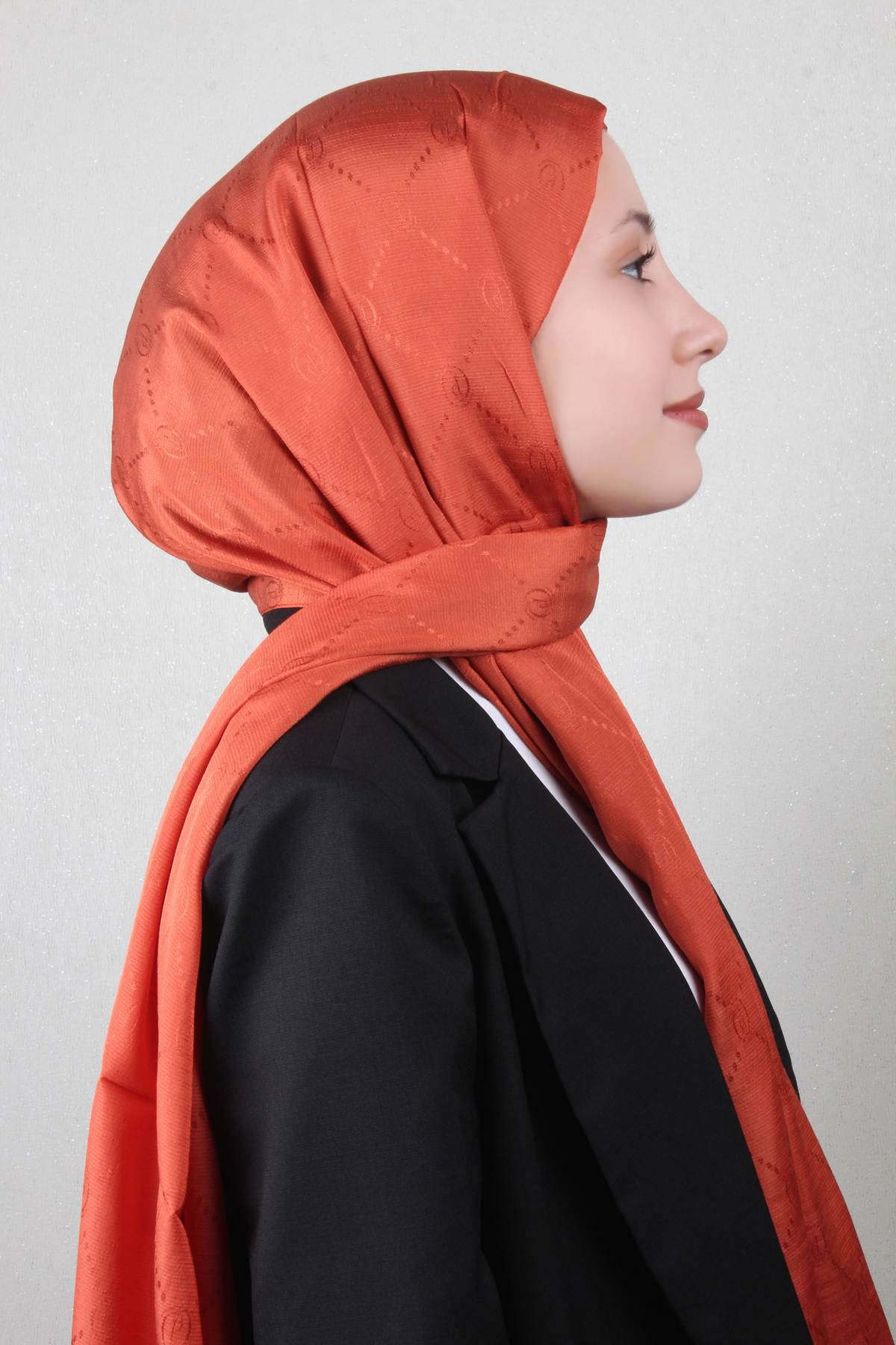 Piramit Monogram Şal 2889-7 Yanık Portakal