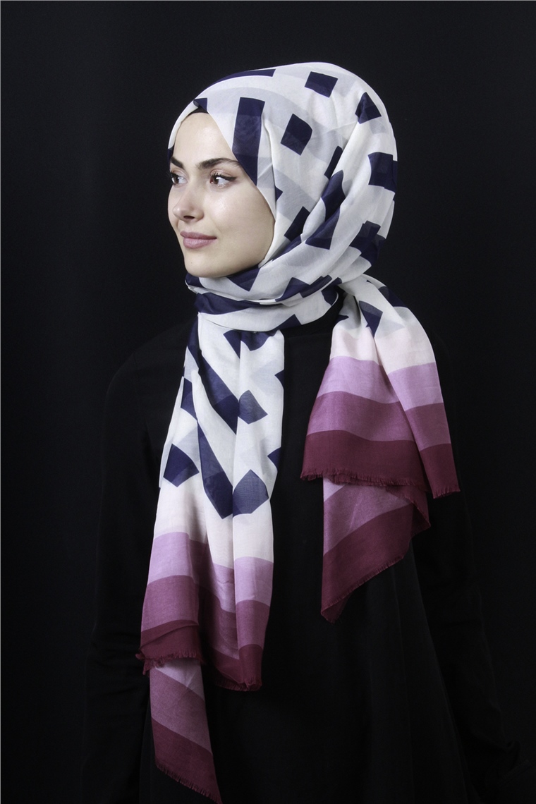 Piramit Pamuklu Desenli Şal 1286-11