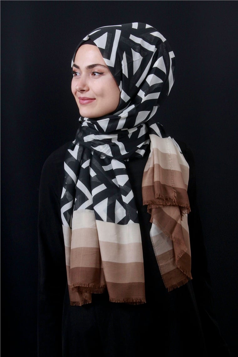 Piramit Pamuklu Desenli Şal 1286-13