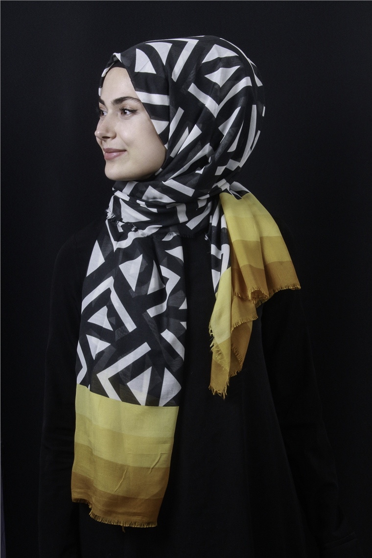 Piramit Pamuklu Desenli Şal 1286-14