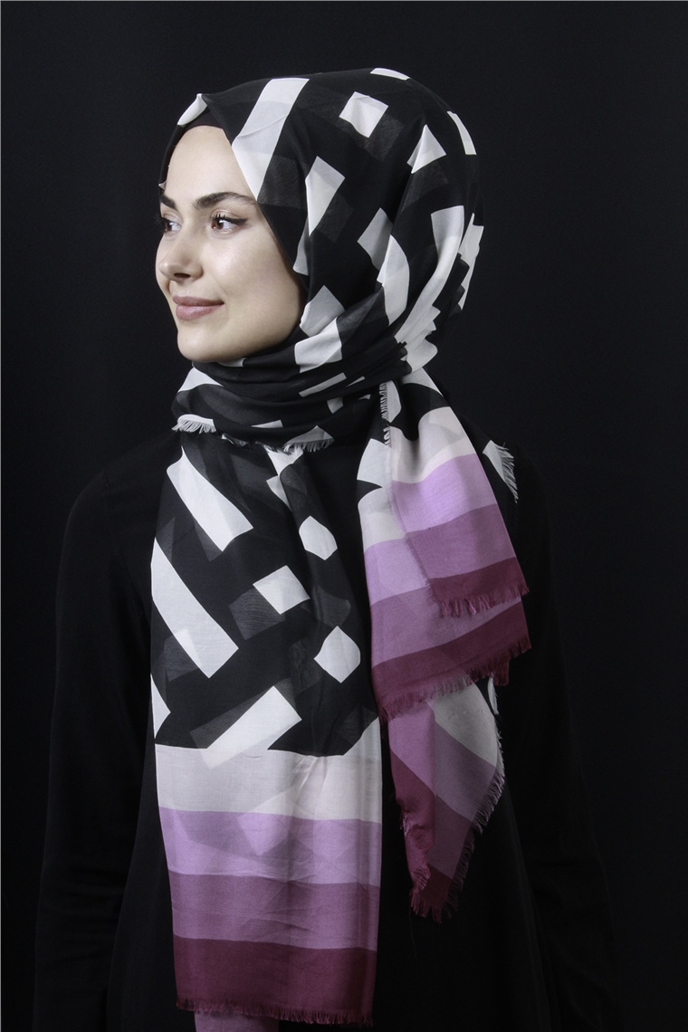 Piramit Pamuklu Desenli Şal 1286-2