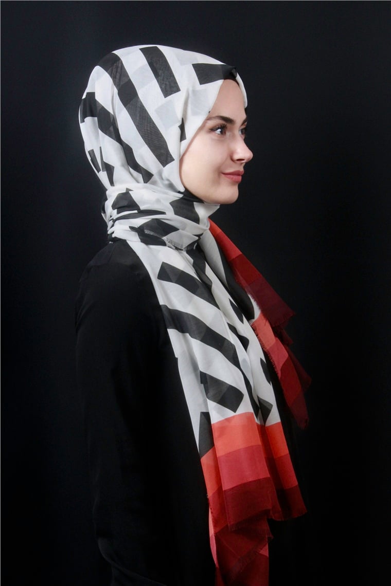 Piramit Pamuklu Desenli Şal 1286-22