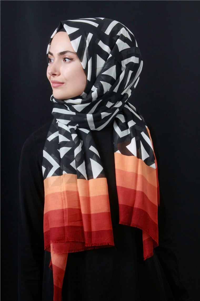 Piramit Pamuklu Desenli Şal 1286-23