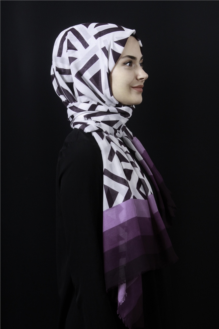 Piramit Pamuklu Desenli Şal 1286-24