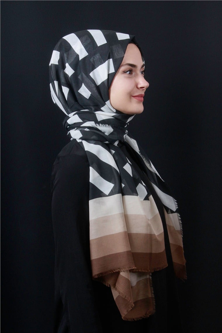 Piramit Pamuklu Desenli Şal 1286-25