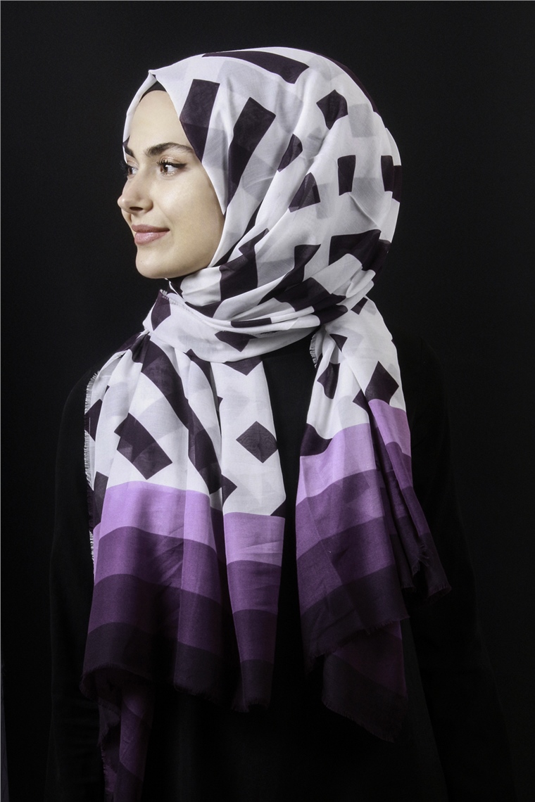 Piramit Pamuklu Desenli Şal 1286-26