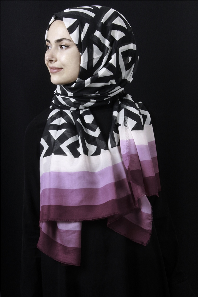 Piramit Pamuklu Desenli Şal 1286-27