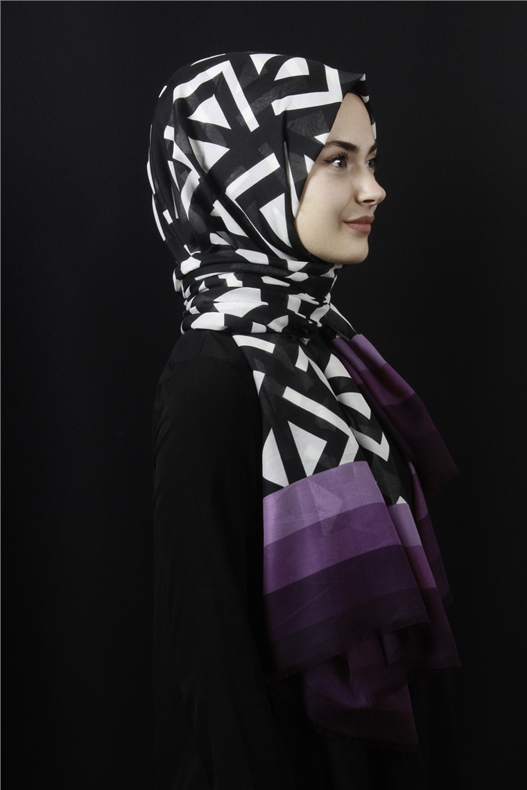 Piramit Pamuklu Desenli Şal 1286-28