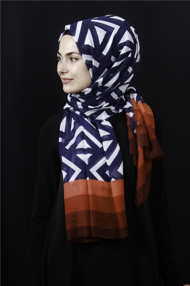 Piramit Pamuklu Desenli Şal 1286-3