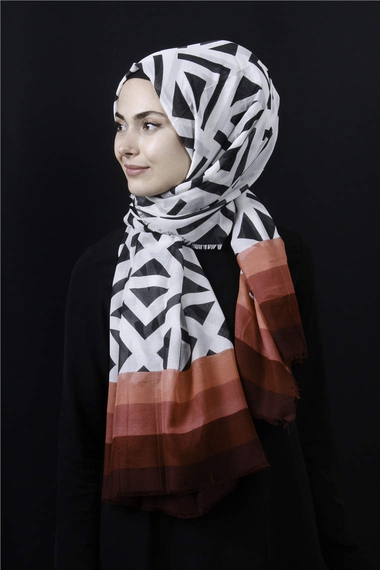 Piramit Pamuklu Desenli Şal 1286-5