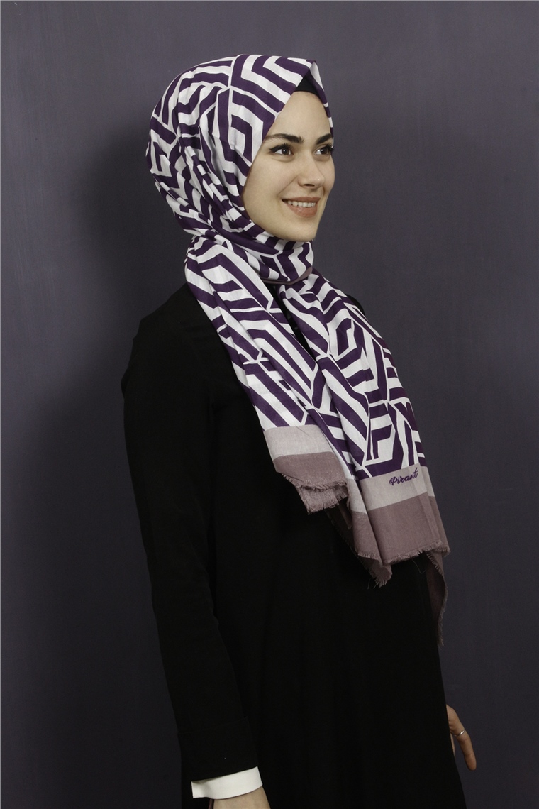 Piramit Pamuklu Desenli Şal 1289-13