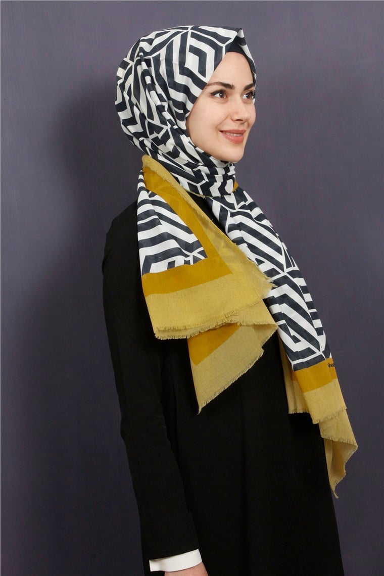 Piramit Pamuklu Desenli Şal 1289-17