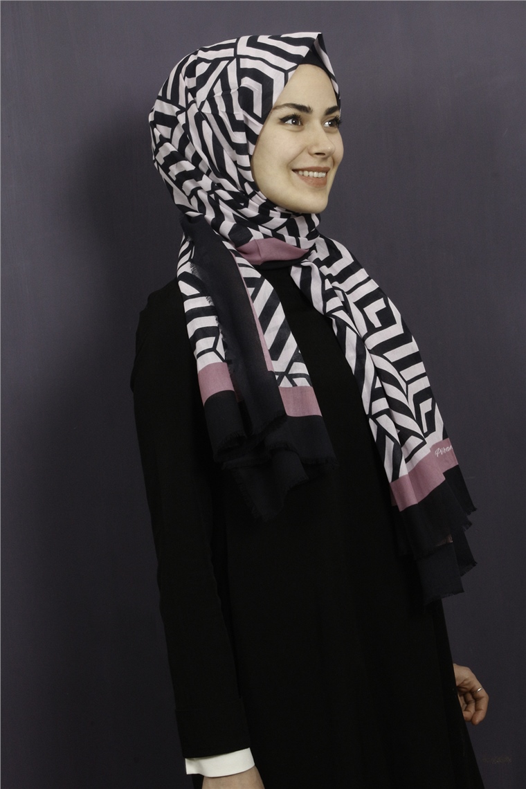 Piramit Pamuklu Desenli Şal 1289-18