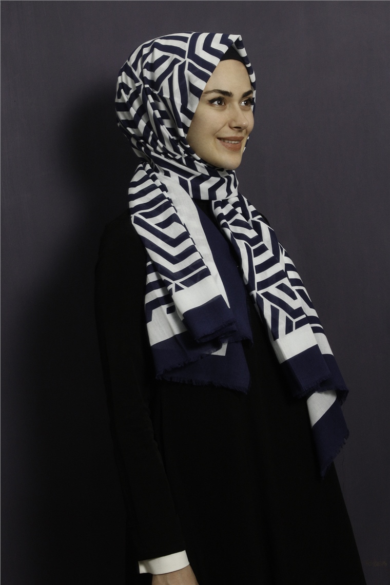 Piramit Pamuklu Desenli Şal 1289-19