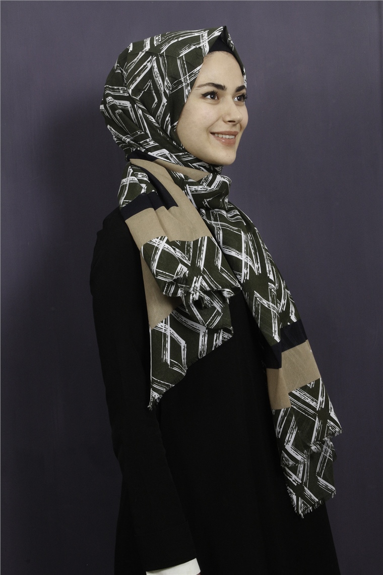 Piramit Pamuklu Desenli Şal 1289-2