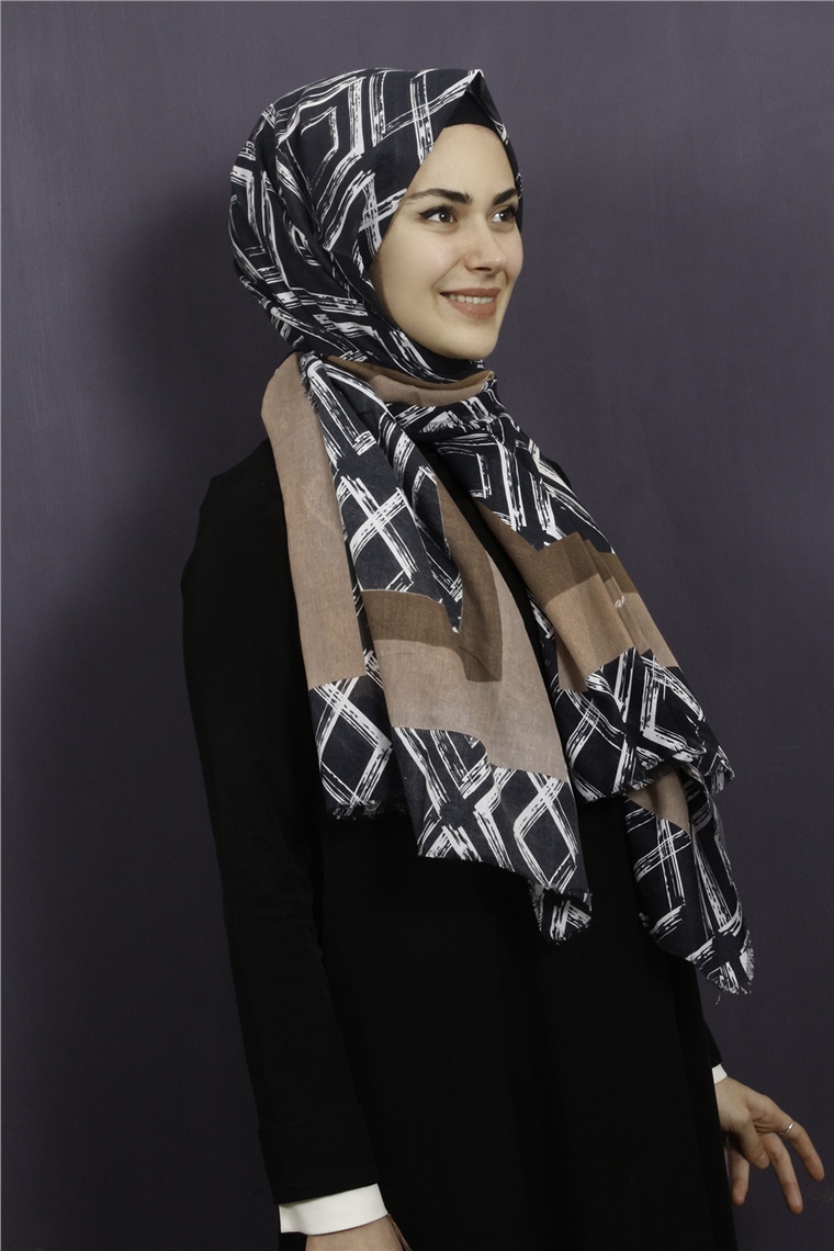 Piramit Pamuklu Desenli Şal 1289-21