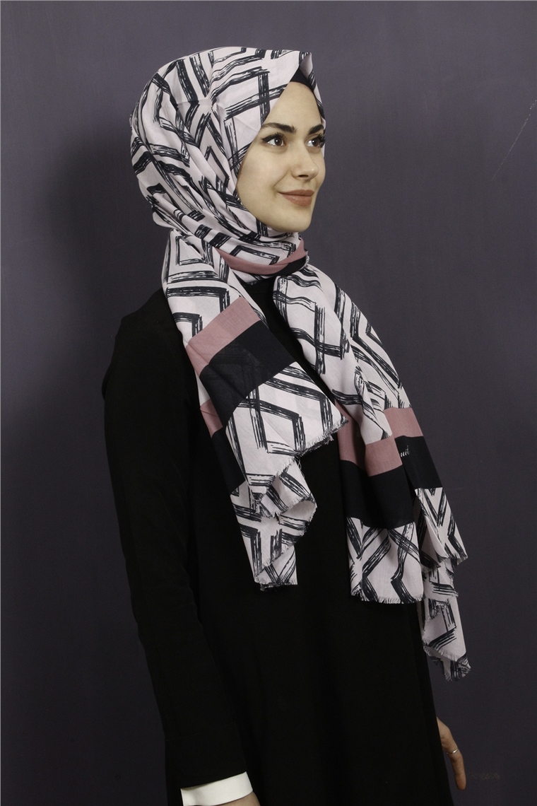 Piramit Pamuklu Desenli Şal 1289-22