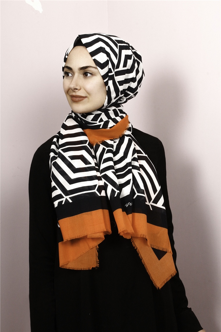 Piramit Pamuklu Desenli Şal 1289-26