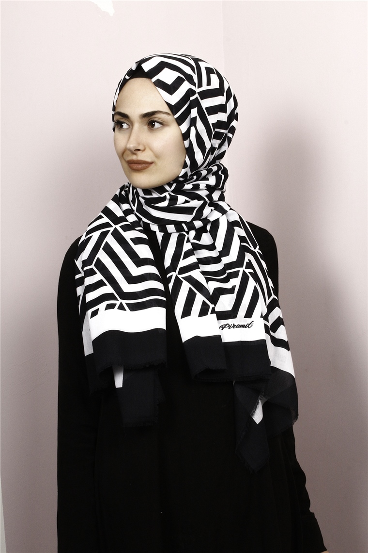 Piramit Pamuklu Desenli Şal 1289-27