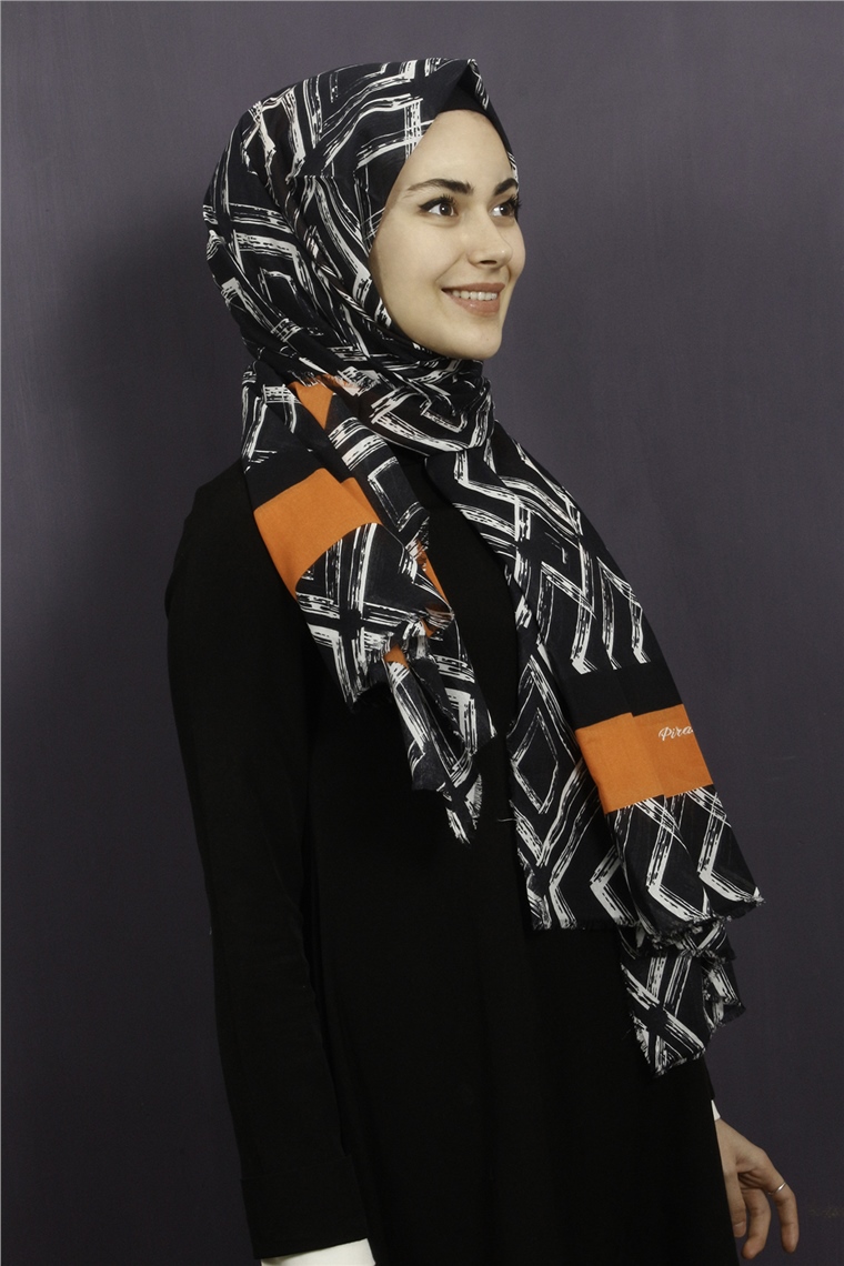 Piramit Pamuklu Desenli Şal 1289-8