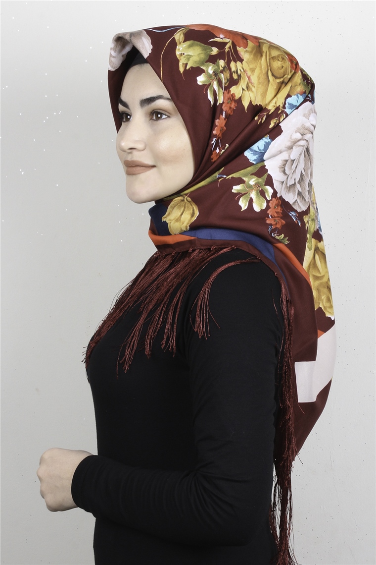 Piramit Püsküllü Eşarp 111-0085 Bordo