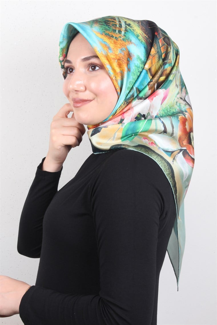 Piramit Twill İpek Eşarp 1853-3