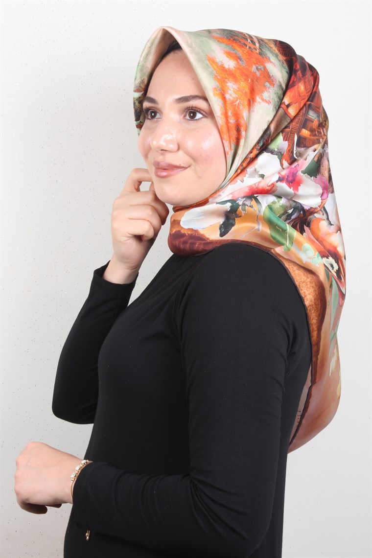 Piramit Twill İpek Eşarp 1853-7