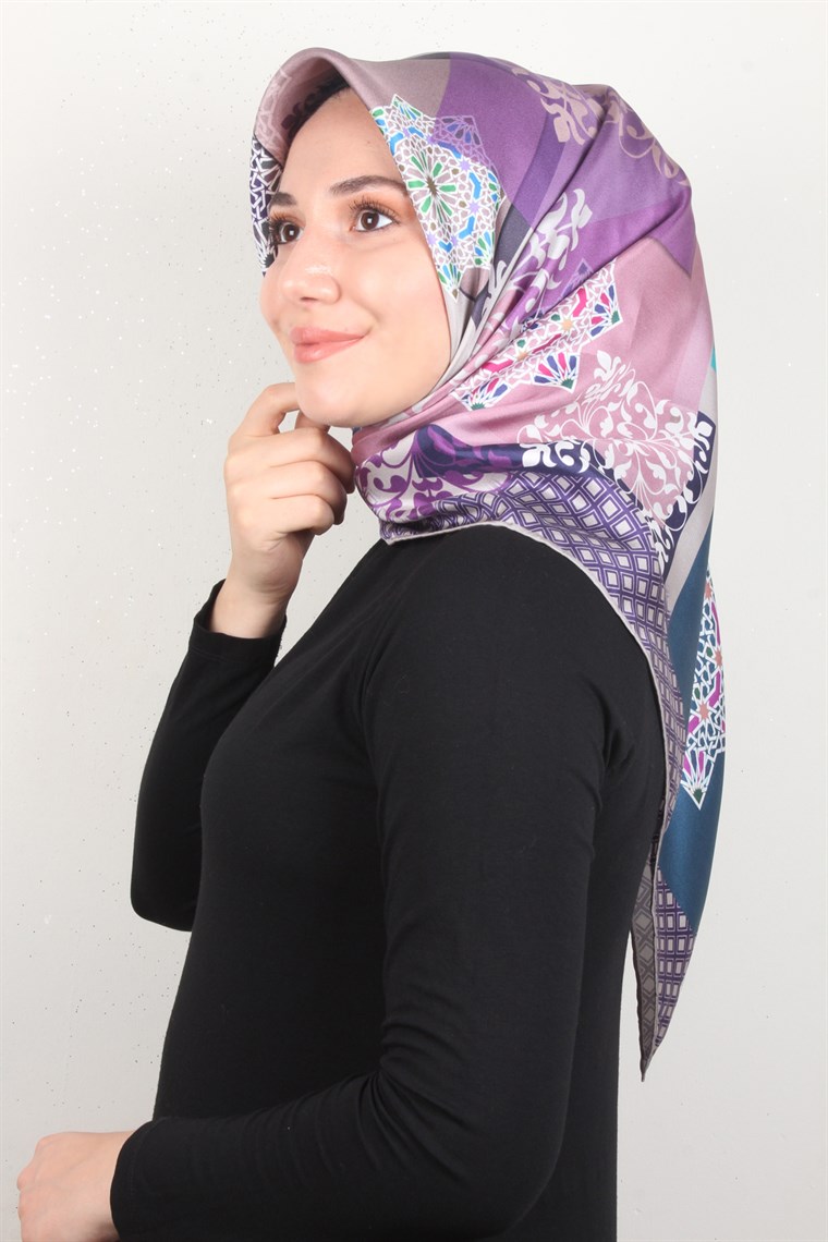 Piramit Twill İpek Eşarp 1865-4