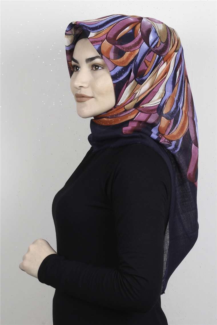Pmuklu Trend Eşarp 9939-18 Lacivert Turuncu