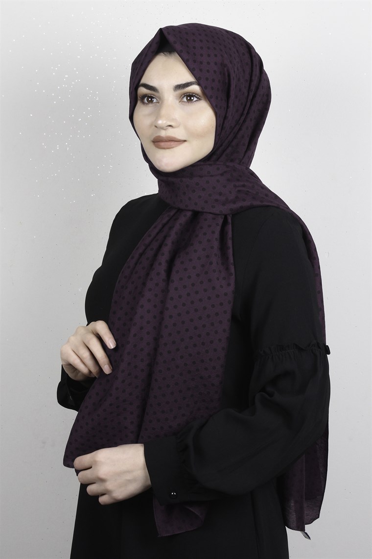 Puantiye Coton Şal 1948-4 Mor