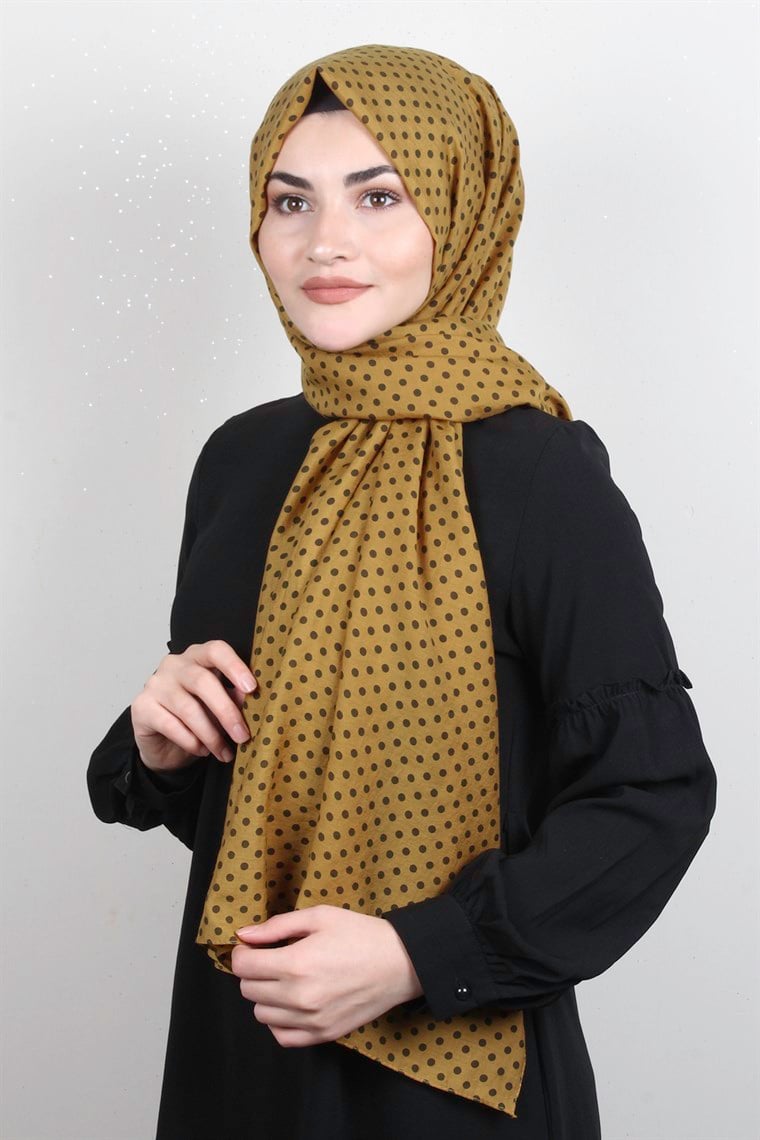 Puantiye Coton Şal 1948-8 Hardal