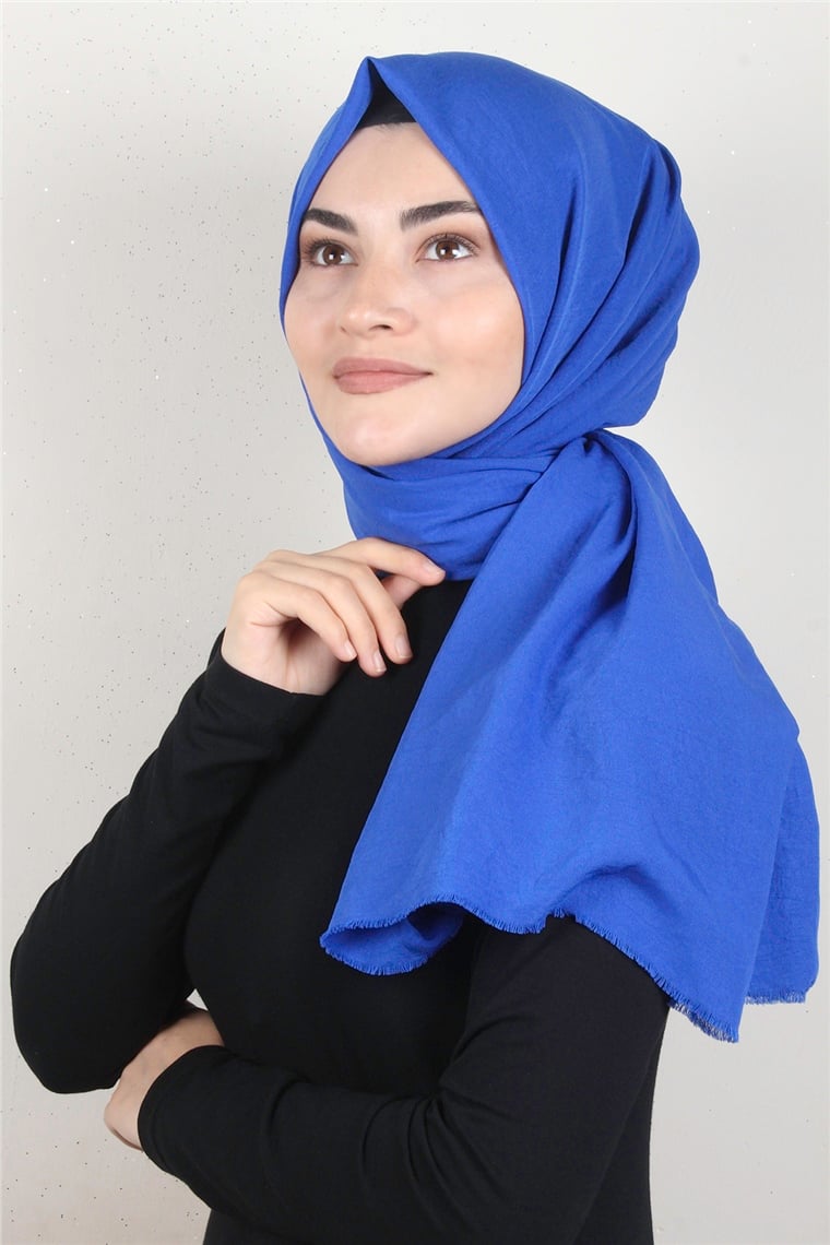 Relax Kraşlı Şal 2721-18 Saks Mavisi