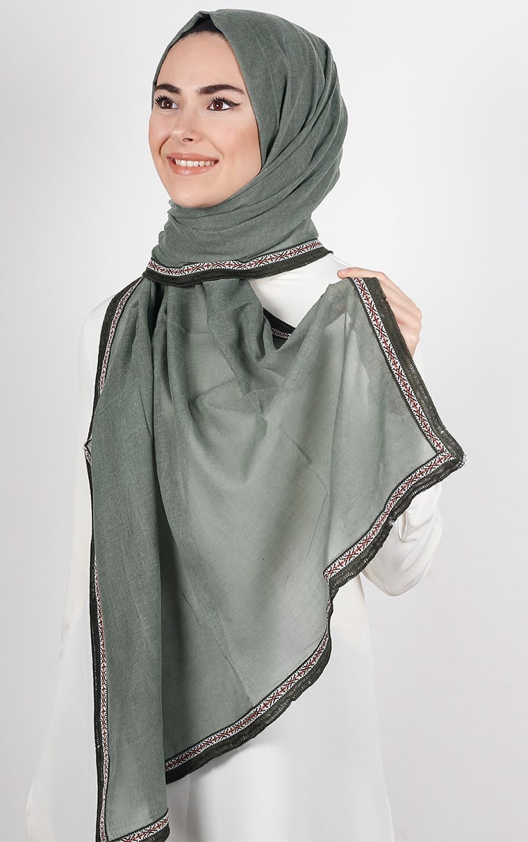 Şeritli Coton Şal 1249-15