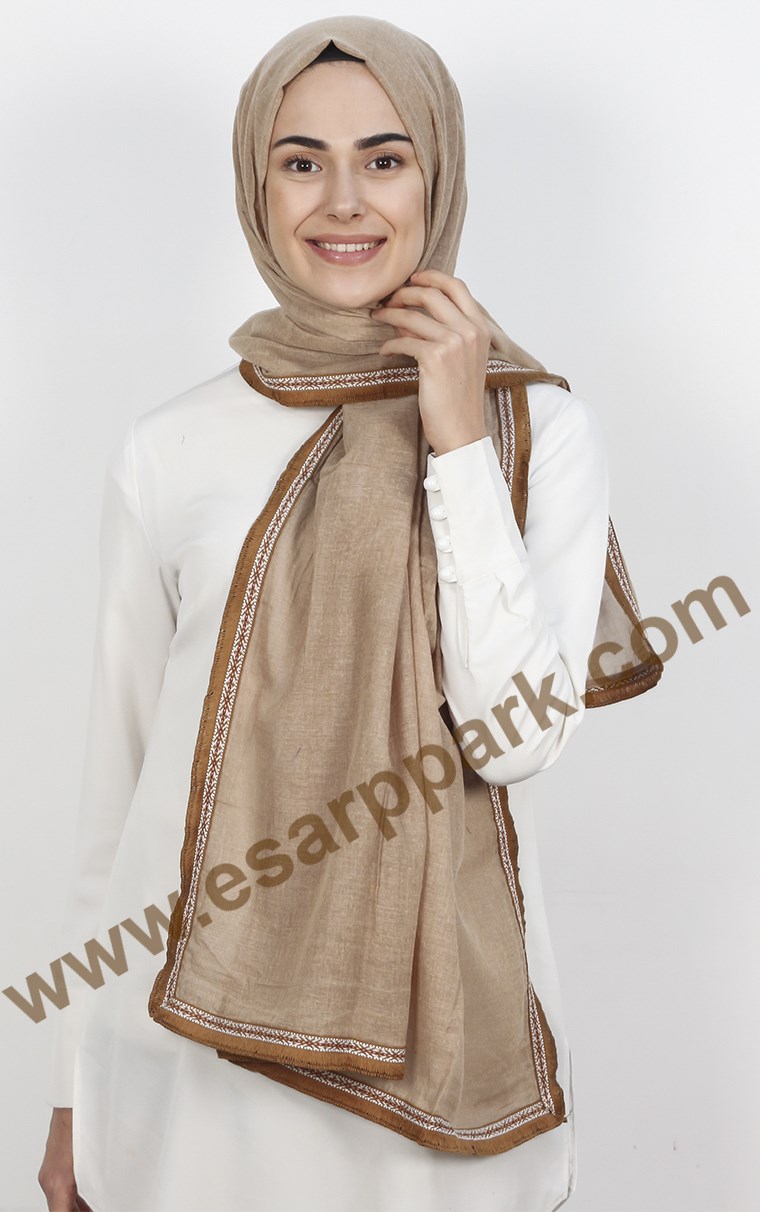 Şeritli Coton Şal 1249-7
