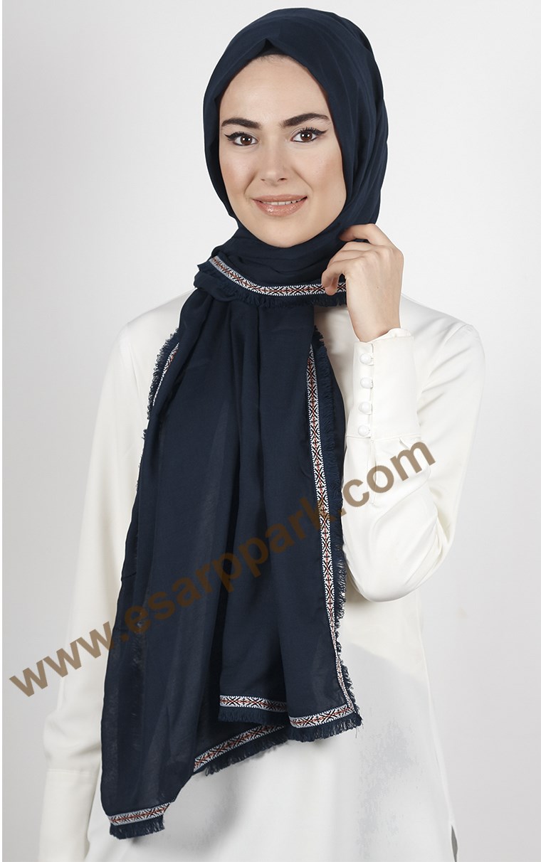 Şeritli Coton Şal 1249-9