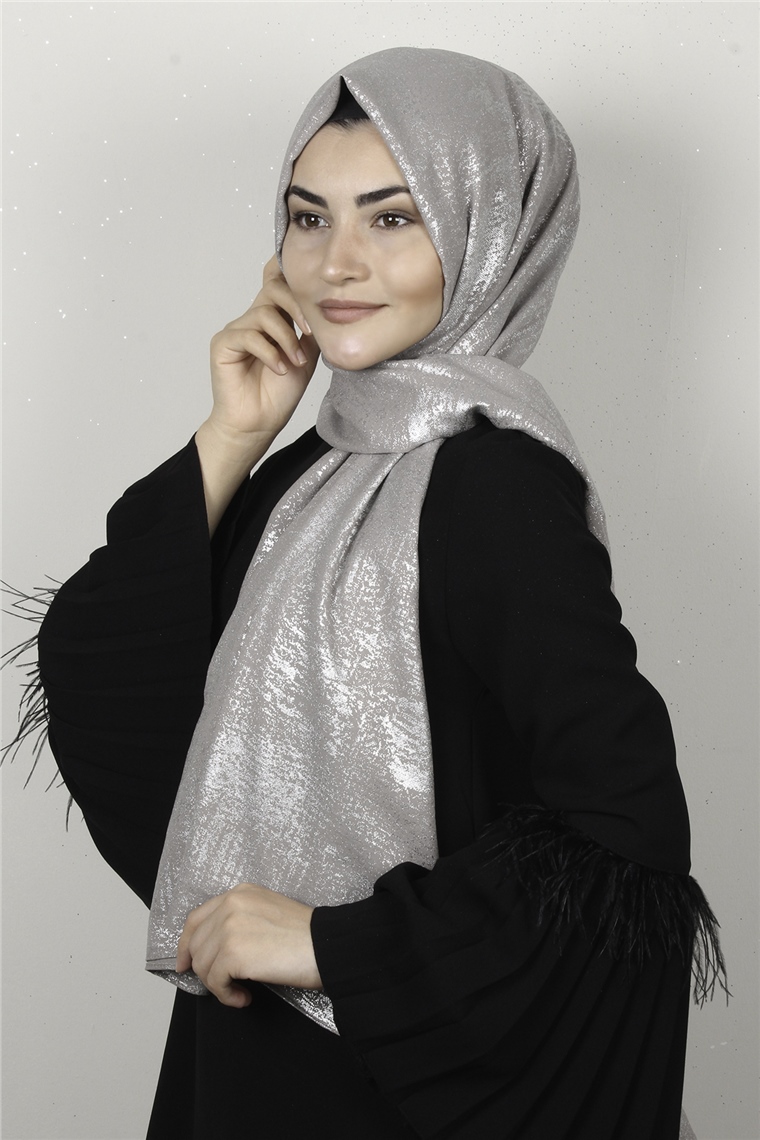 Sidelya Varaklı Şal 3090-12 Açık Vizon