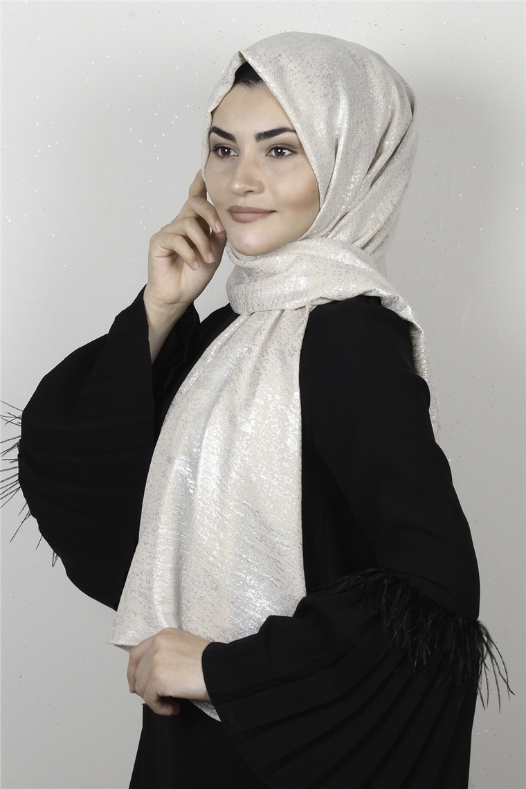 Sidelya Varaklı Şal 3090-14 Krem