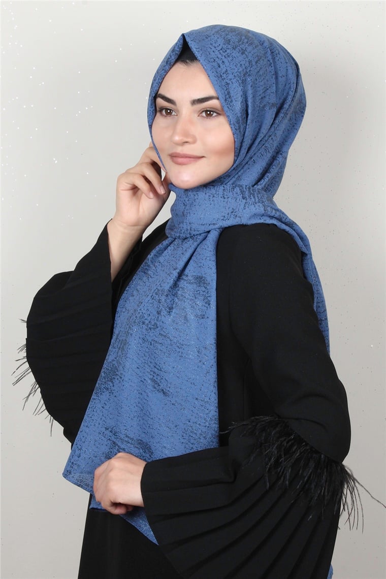 Sidelya Varaklı Şal 3090-19 İndigo