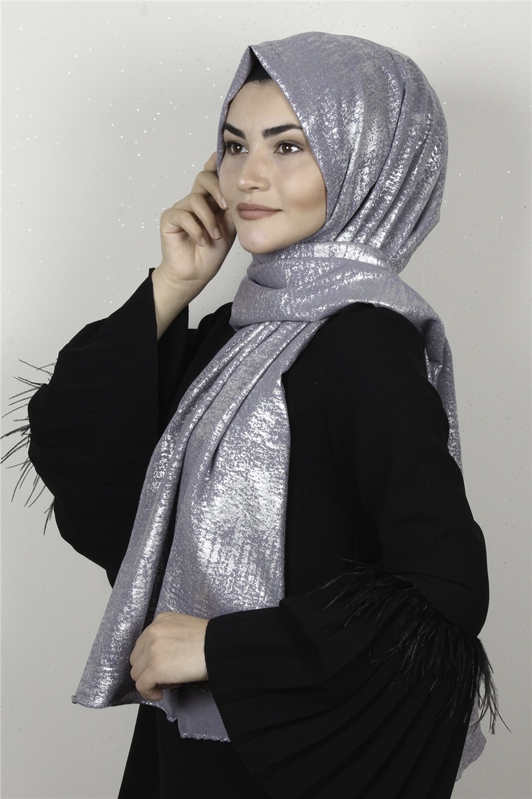 Sidelya Varaklı Şal 3090-2 Koyu Gri