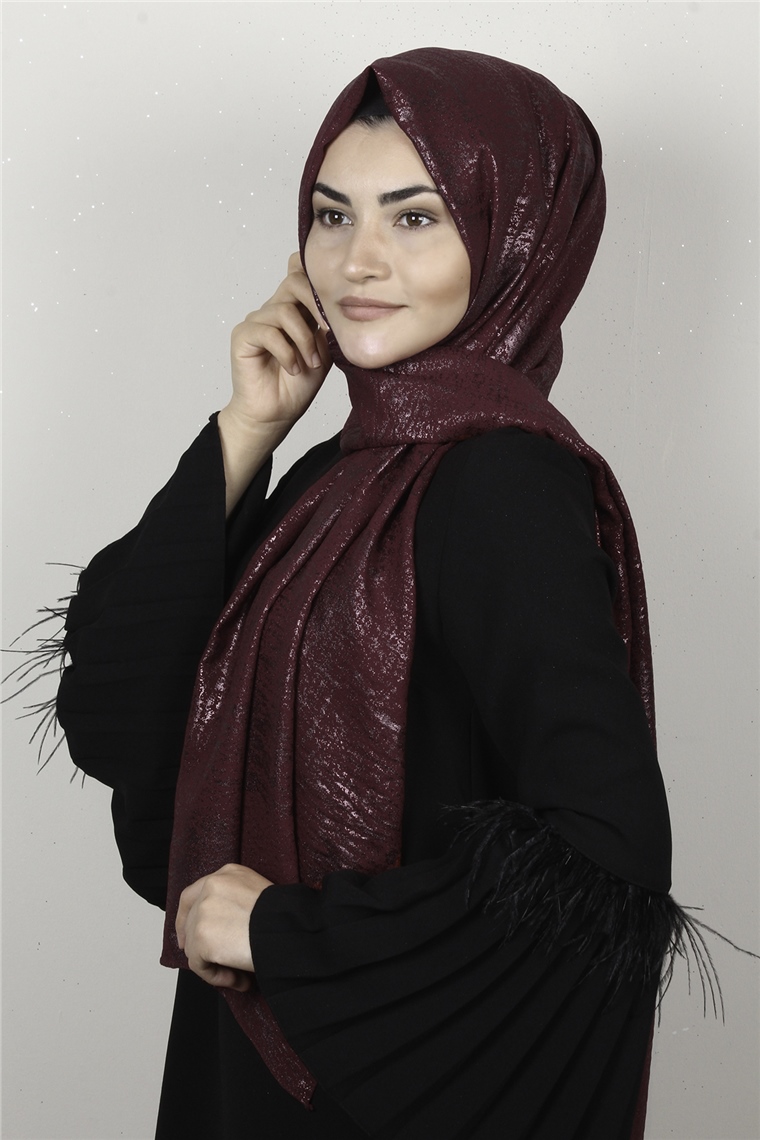 Sidelya Varaklı Şal 3090-22 Bordo