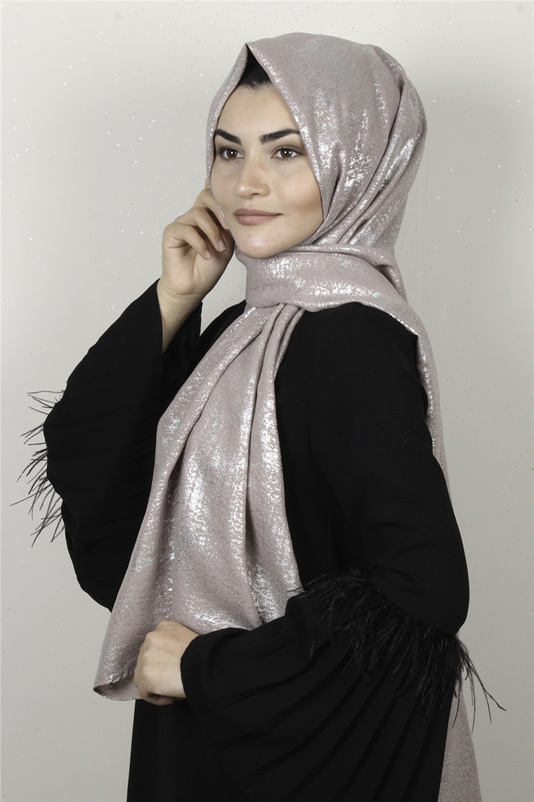 Sidelya Varaklı Şal 3090-28 Koyu Vizon