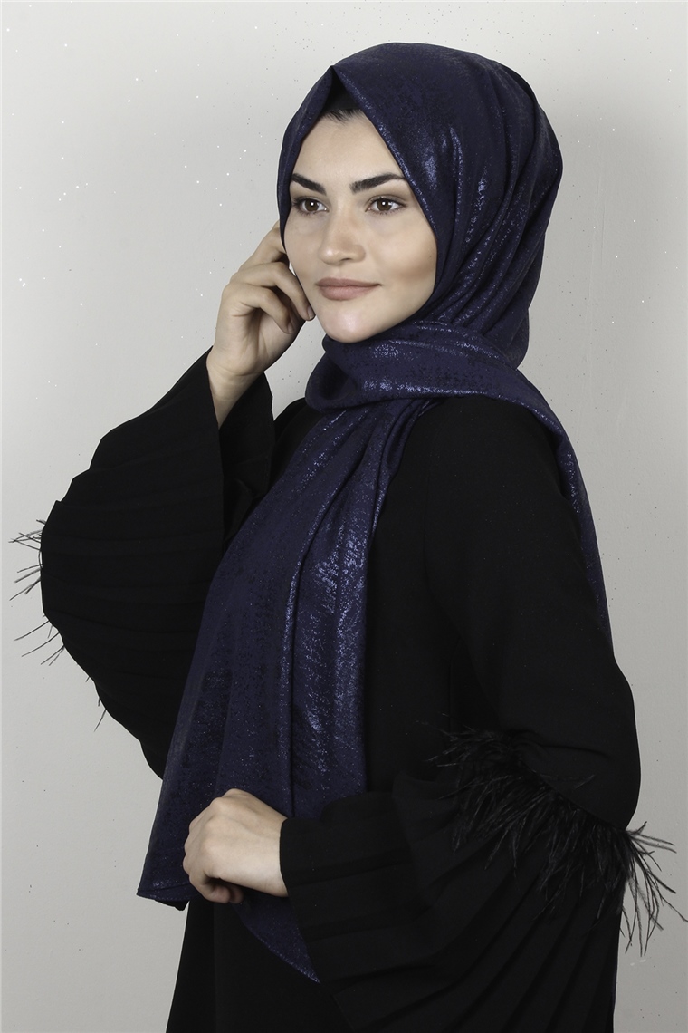 Sidelya Varaklı Şal 3090-30 Lacivert