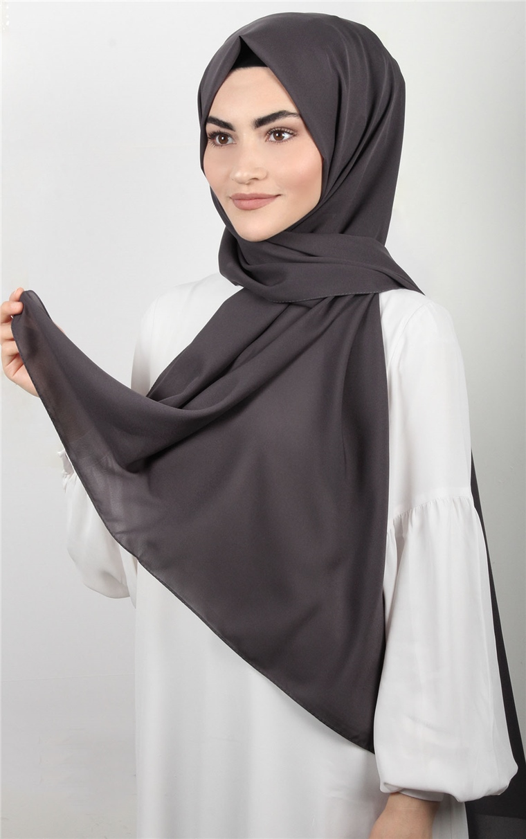Şifon Şal Düz Renk 1293-48 Antrasit