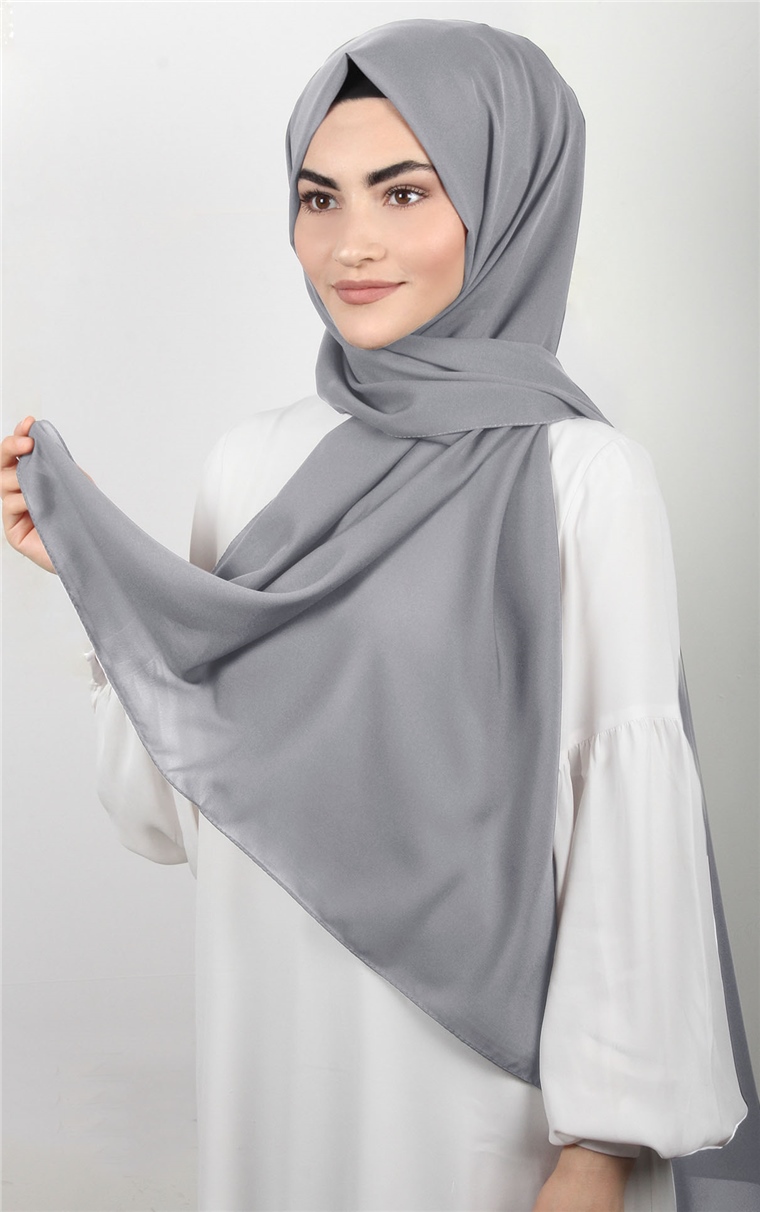 Şifon Şal Düz Renk 1293-51 Duman