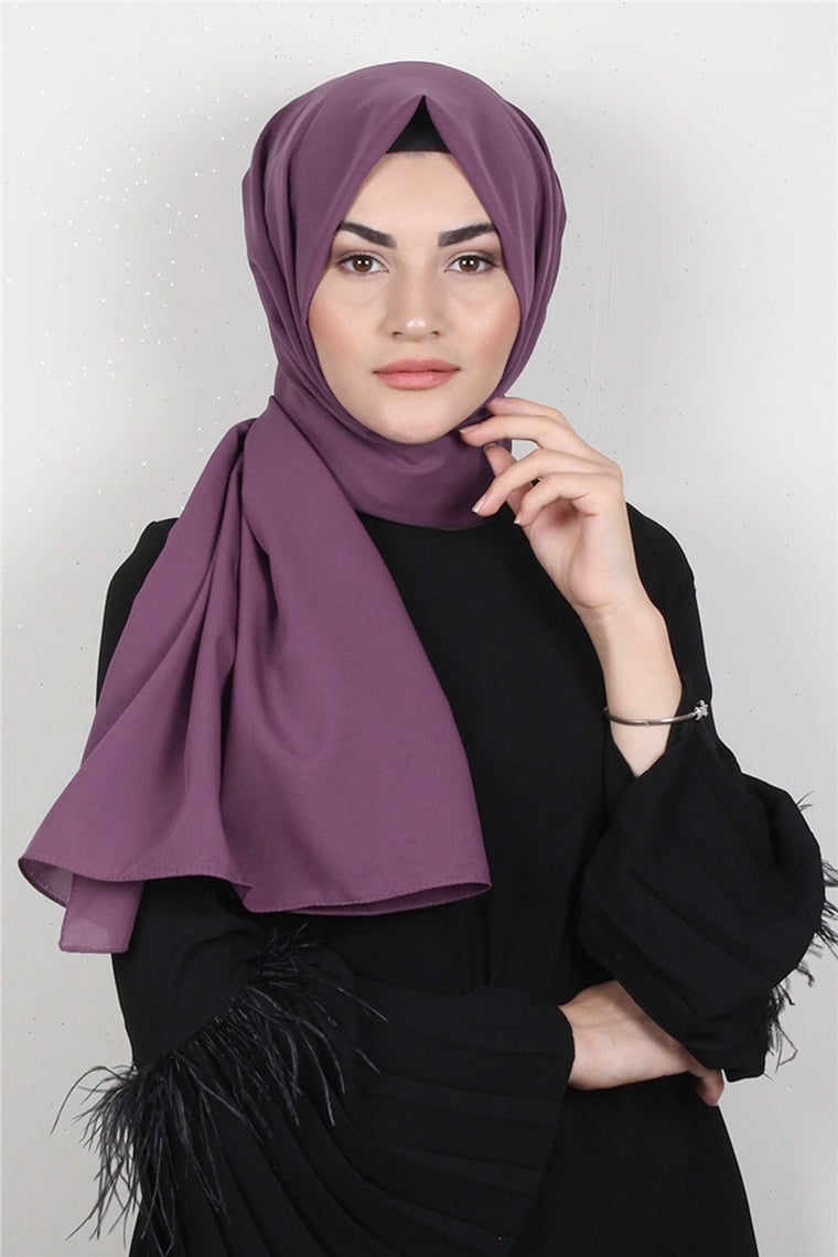 Şifon Şal Düz Renk 1293-65 İncir Moru