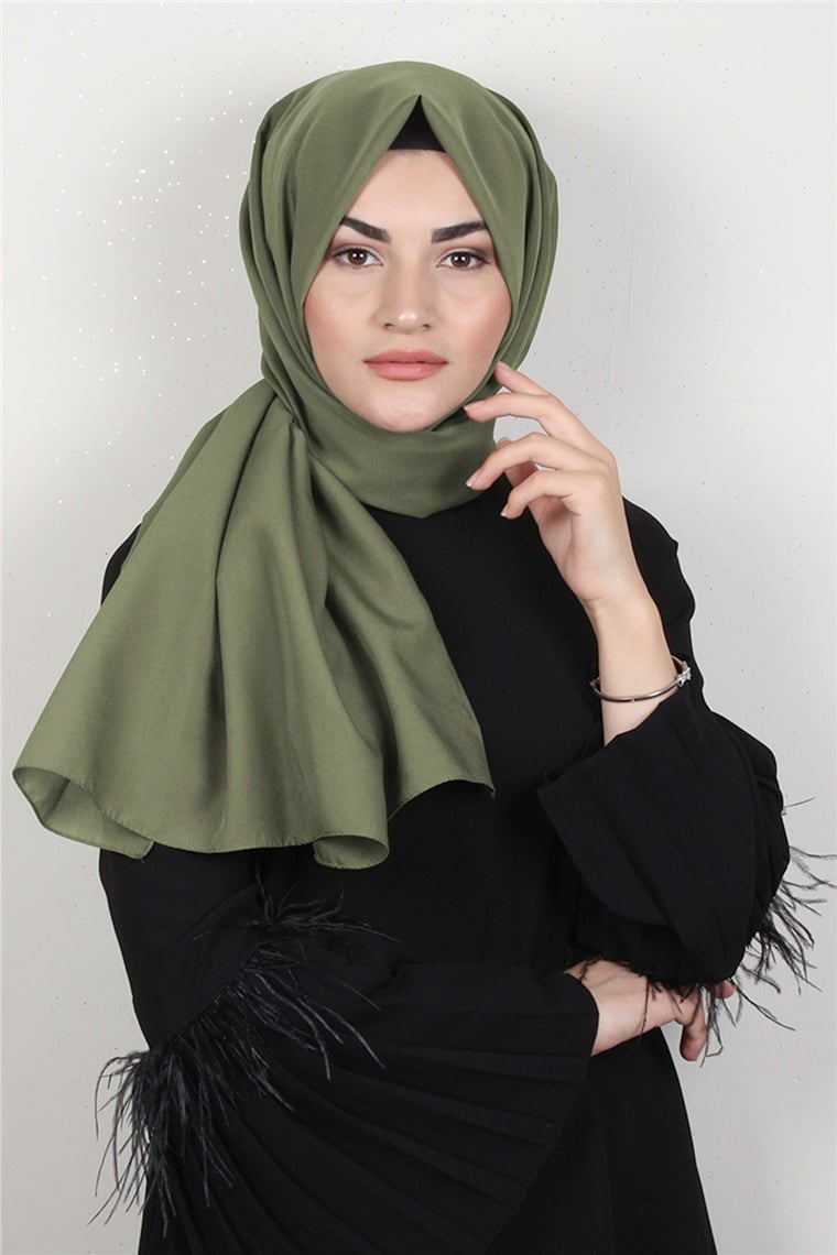 Şifon Şal Düz Renk 1293-66 Haki