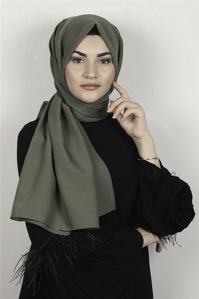 Şifon Şal Düz Renk 1293-69 Haki